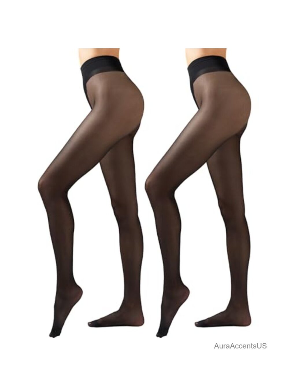 2 Pairs 20D Sheer Tights Butterfly Jacquard Crotch Nylon Hosiery